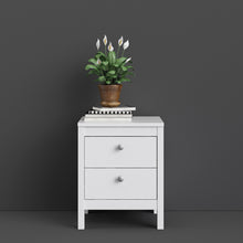 Load image into Gallery viewer, Madrid Bedside Table 2 drawers in White
