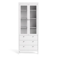 Load image into Gallery viewer, Madrid China cabinet 2 doors w/glass + 3 drawers in White
