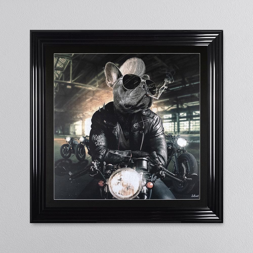 Motorbike Frenchie Framed Wall Art 90*90cm