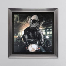 Load image into Gallery viewer, Motorbike Frenchie Framed Wall Art 90*90cm
