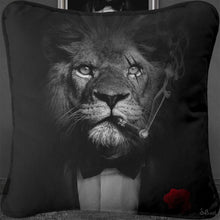 Load image into Gallery viewer, Black And White Lion Feather Filled Cushion 55*55cm
