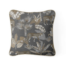 Load image into Gallery viewer, Charcoal Leopard Palm Tree Jungle Feather Filled Cushion 55*55cm
