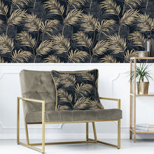 Load image into Gallery viewer, Black &amp; Gold Lounge Palm Feather Filled Cushion 55*55cm
