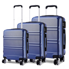 Load image into Gallery viewer, ABS SCULPTED HORIZONTAL DESIGN 3 PIECE SUITCASE SET - NAVY BLUE
