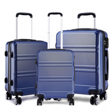 Load image into Gallery viewer, ABS SCULPTED HORIZONTAL DESIGN 3 PIECE SUITCASE SET - NAVY BLUE
