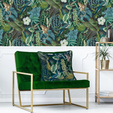 Load image into Gallery viewer, Teal Amazon Monkeys Tropical Floral Feather Filled Cushion 55*55cm
