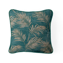 Load image into Gallery viewer, Teal &amp; Gold Palm Feather Filled Cushion 55*55cm
