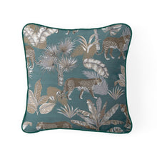 Load image into Gallery viewer, Teal Leopard Palm Tree Jungle Feather Filled Cushion 55*55cm
