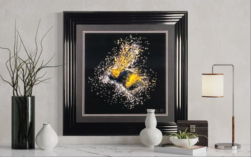 Flying Bumble Bee Modern Framed Artwork