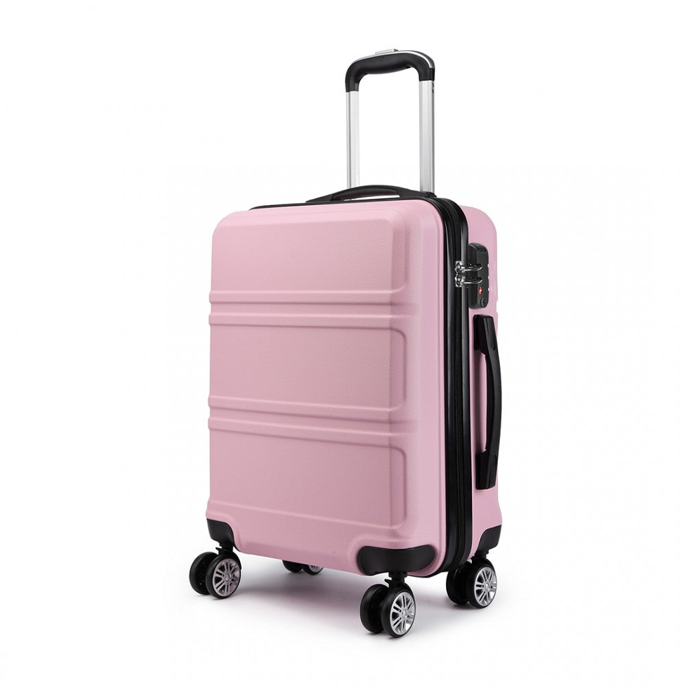 ABS SCULPTED HORIZONTAL DESIGN 20 INCH CABIN LUGGAGE - PINK