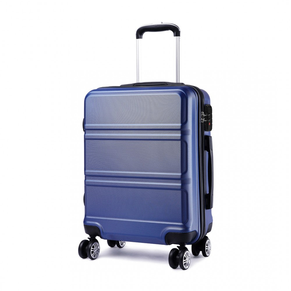 ABS SCULPTED HORIZONTAL DESIGN 20 INCH CABIN LUGGAGE - NAVY BLUE